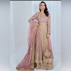 Elegant Pink and Gold Women Salwar